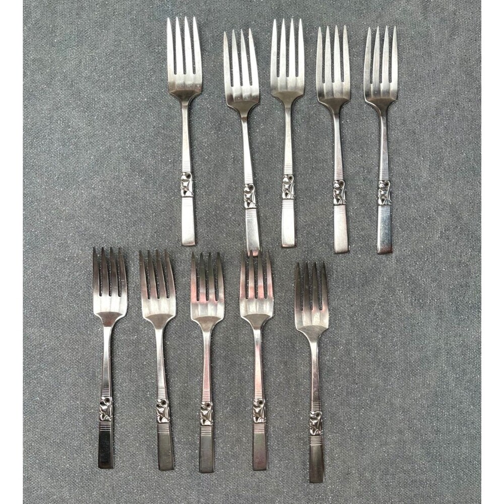 Oneida Community Morning Star Salad Forks Set of 10 Vintage 1948 Flatware
